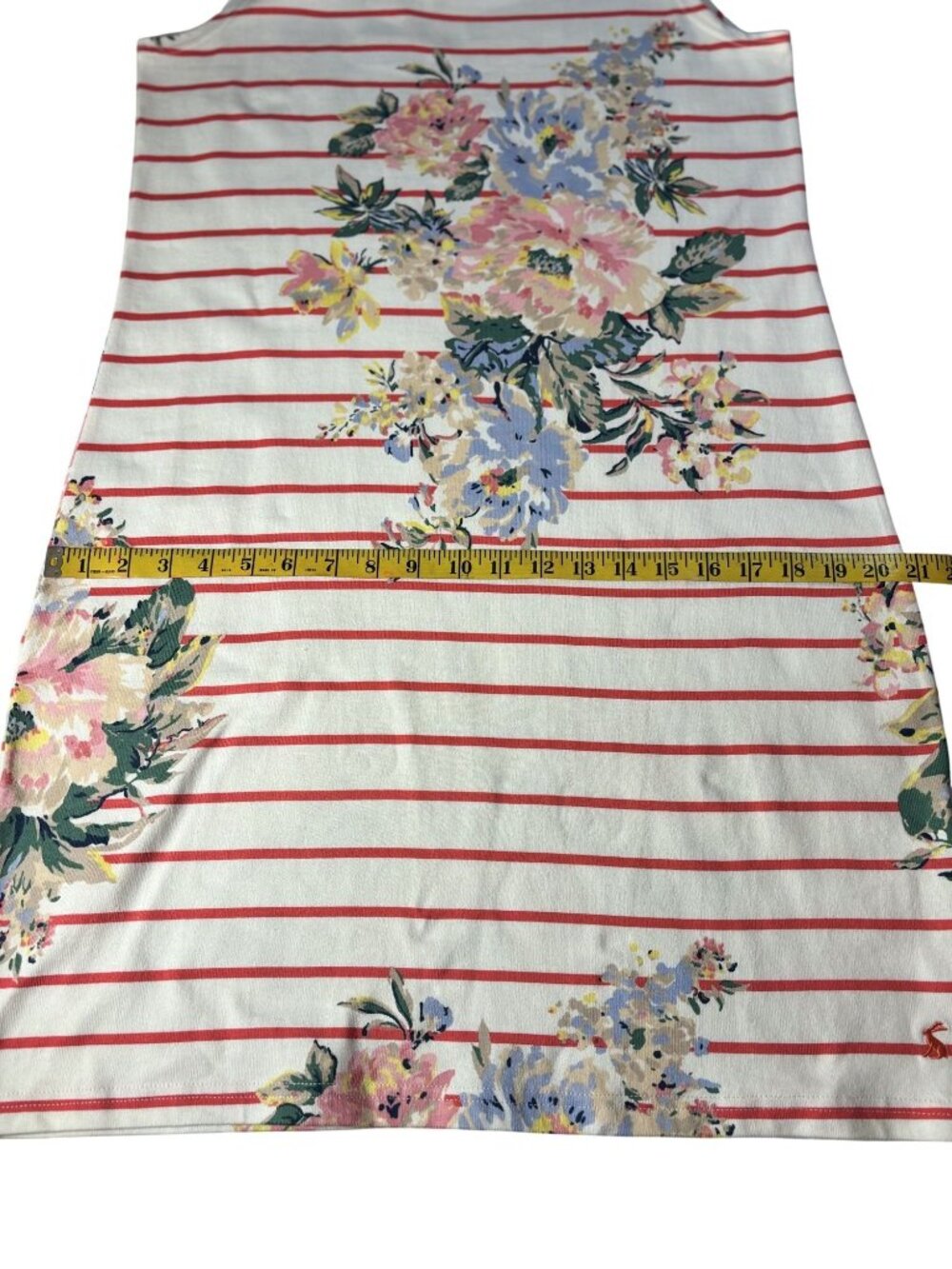 Joules Floral Stripe Sleeveless Dress UK = 14 US = 10 Cotton Lightweight Casual - Picture 8 of 12